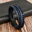 Hip-hop Retro Round PU Leather Natural Stone Men's Bracelet with Stainless Steel and Obsidian Beads