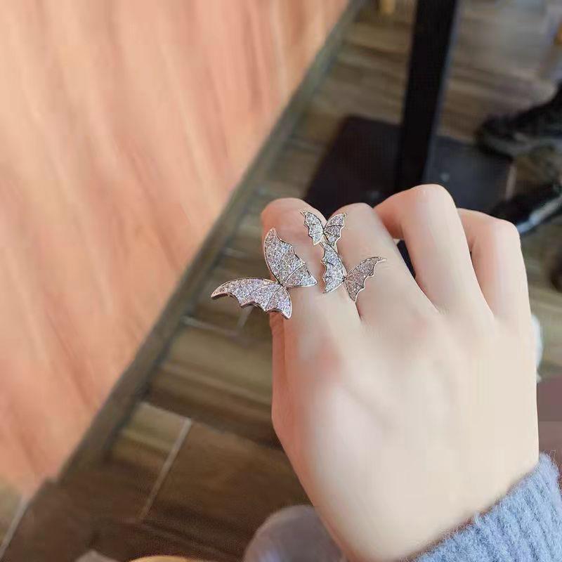 Fashion Rhinestone Butterfly Adjustable Women's Ring