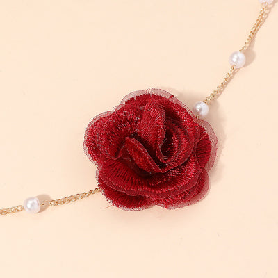 Sweet Floral Pearl Beaded Pendant Necklace for Women