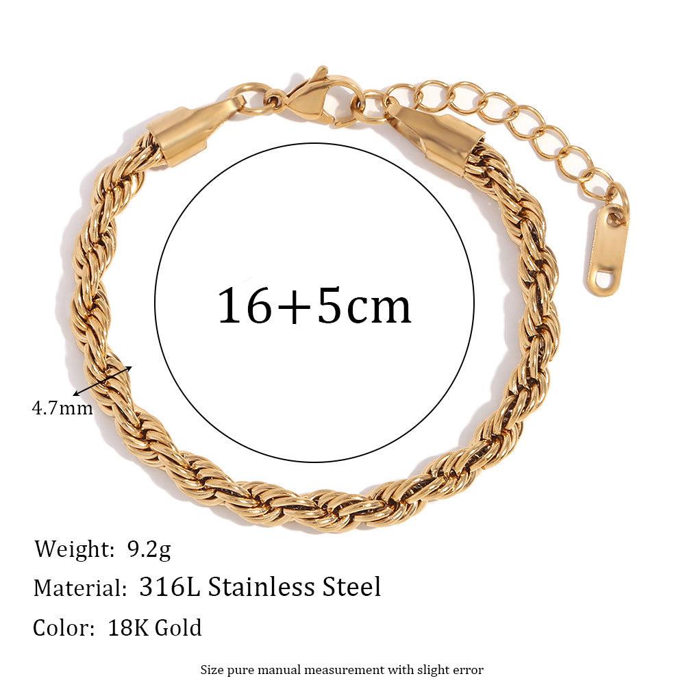 Geometric Figaro Chain 18k Gold Plated Stainless Steel Bracelet for Women