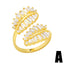 Fashion Heart Leaf Zircon Gold Plated Open Ring