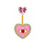 Star Bat Heart Belly Button Ring - Stainless Steel & Copper with Rhinestones and Zircon, Gold Plated Navel Piercing Jewelry