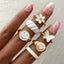 European And American New Oil Dripping Butterfly Smiley Ring 6-Piece Cross-Border Ins Love Joint Ring Suit Hzs2215