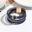 Simple Bohemian PU Leather Bracelet with Artificial Diamond and Magnetic Clasp