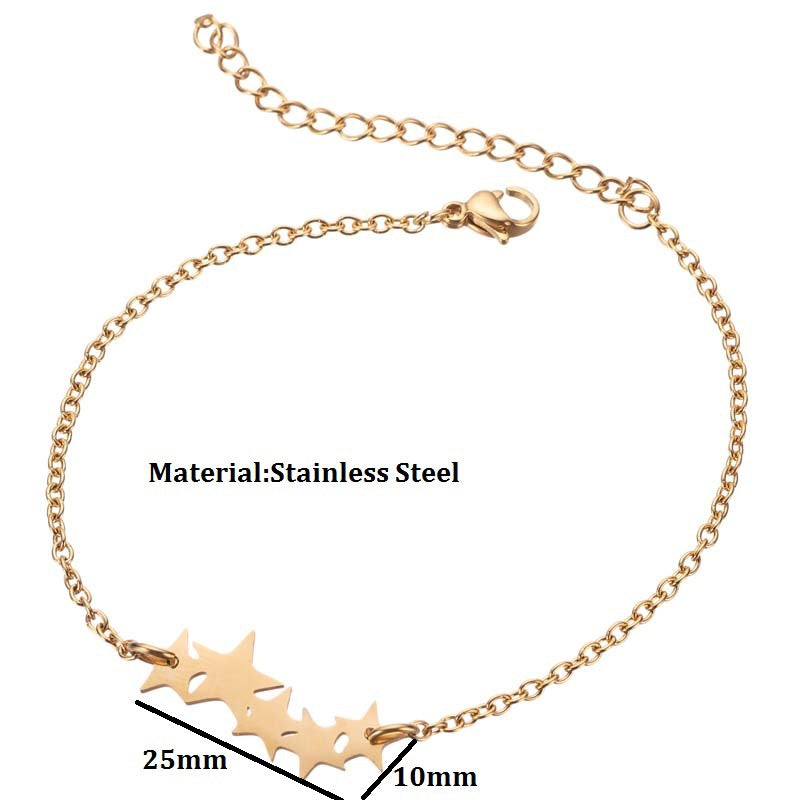 Stainless Steel 18K Gold Plated Geometric Star Friendship Bracelets