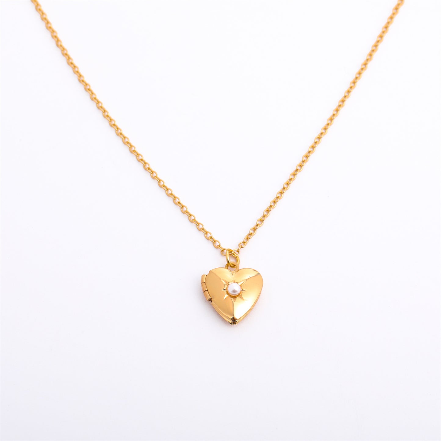 Retro Heart Shape 14k Gold Plated Birthstone Locket Necklace