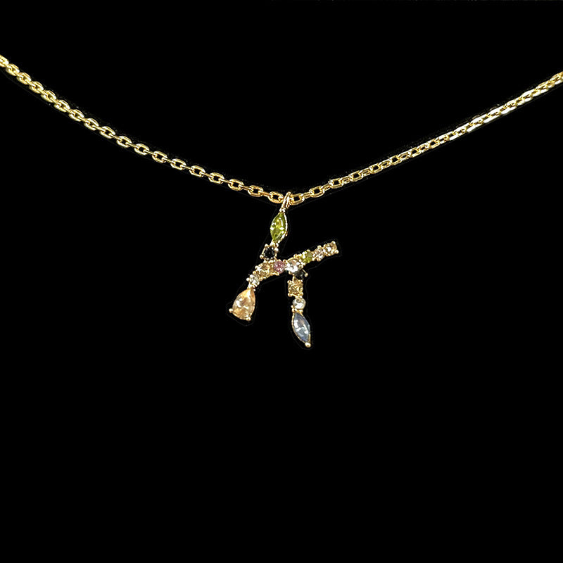 Simple Style 18k Gold Zircon Letter Pendant Necklace