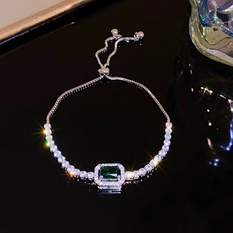 Simple Geometric Alloy Plated Zircon Gemstone Women's Bracelet