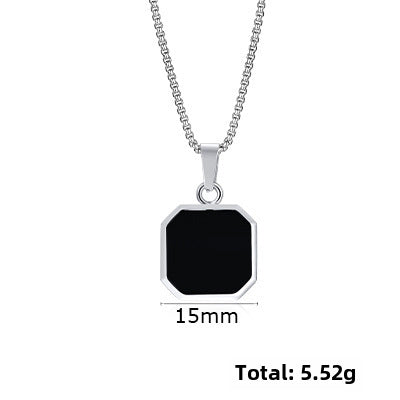 Retro Black Geometric Titanium Steel Pendant Necklace for Men