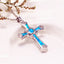 Retro Opal Inlay Cross Pendant Necklace for Women