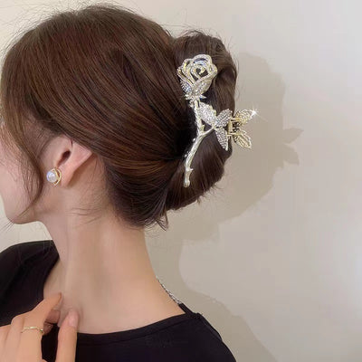 Women's Floral Rhinestone Pearl Hair Claw Clip