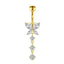 1 Piece Heart & Butterfly Zircon Inlay Stainless Steel Belly Ring Set