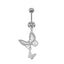 Elegant Heart Floral Zircon Belly Button Ring with Rhinestones and Gold Plating