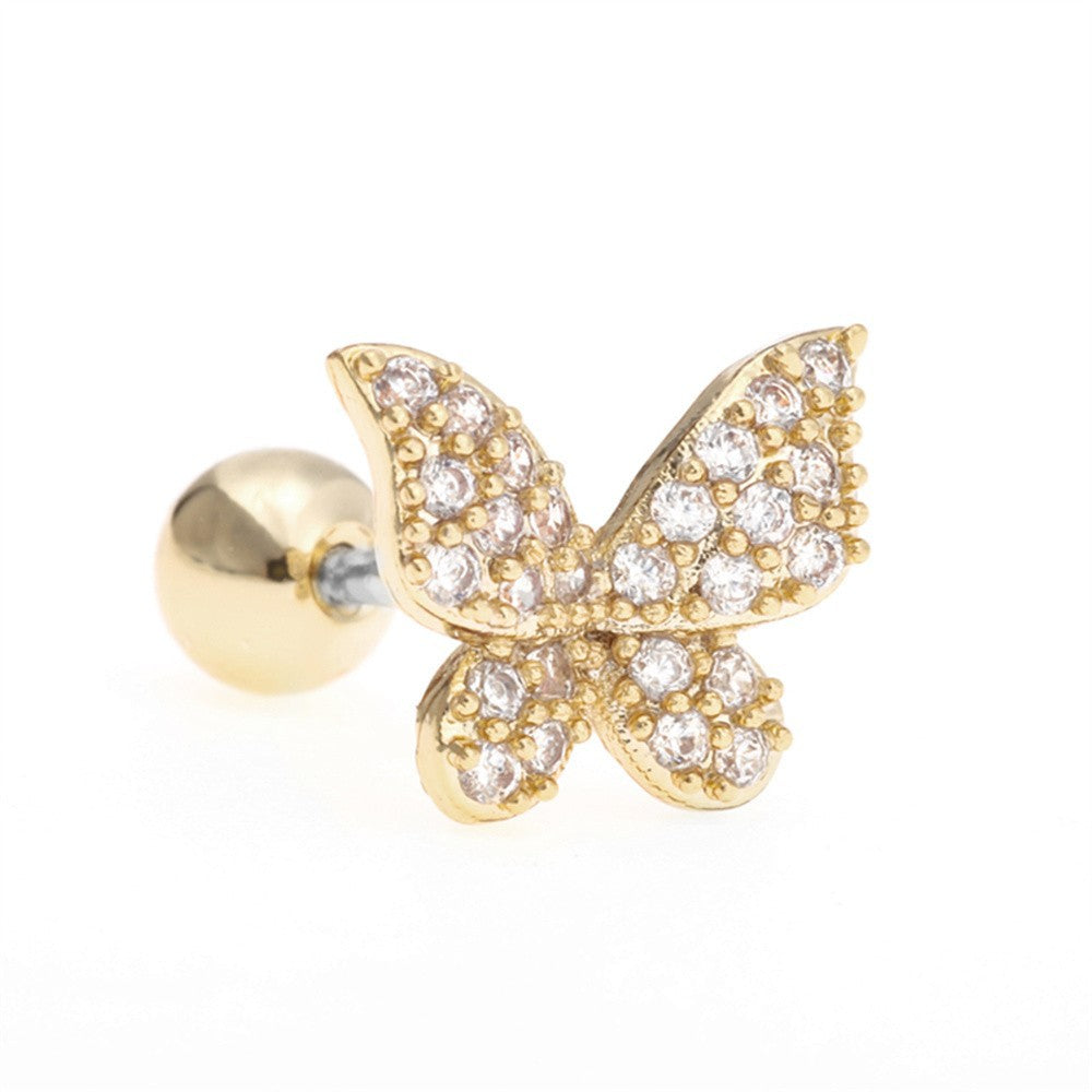 Classic Temperament Butterfly Gold Non-fading Piercing Earring