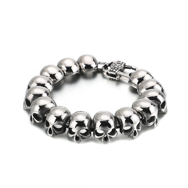 Punk Skull Titanium Steel Men's Bracelet - European and American Style Jewelry Gift