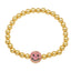 18K Gold Plated Colorful Zircon Smiling Face Bead Bracelet