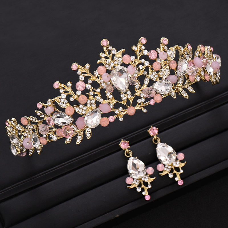 Baroque Crystal Pearl Flower Tiara Headband for Brides and Princesses