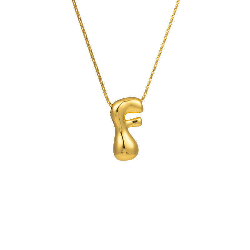 304 Stainless Steel Gold Plated Bubble Letter Necklace