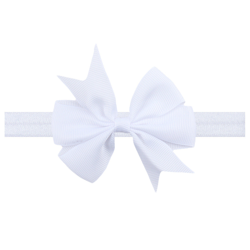 Solid Color Floral Baby Bow Headband with V-Shaped Ribbon - 21 Colors Available