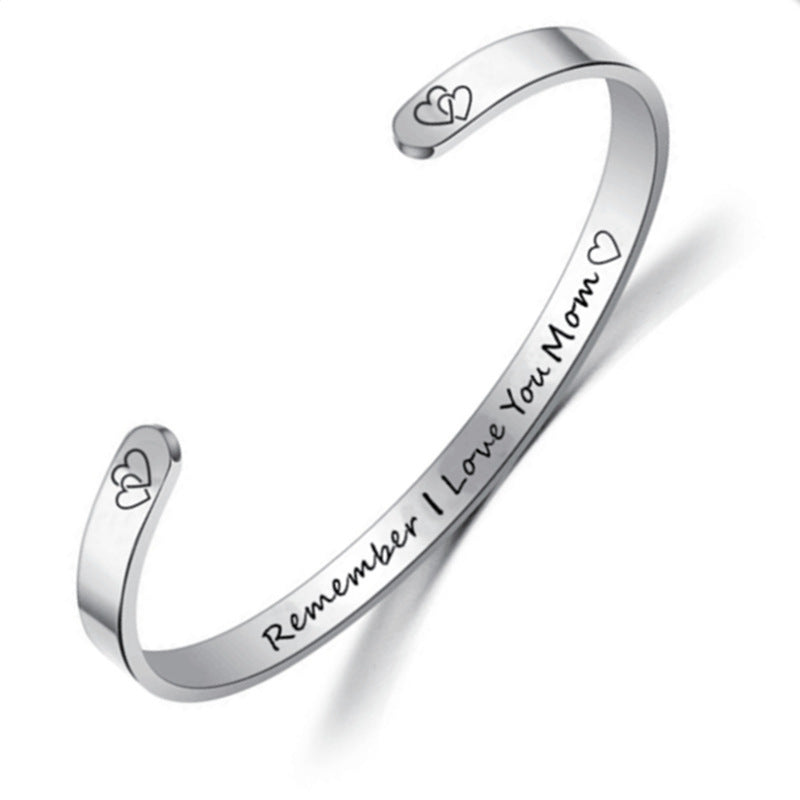 Personalized Engraved Titanium Steel Open Bangle Bracelet