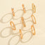 European American Fashion Love Pendant Geometric Wave Knuckle Ring Set - 8 Pieces Retro Style