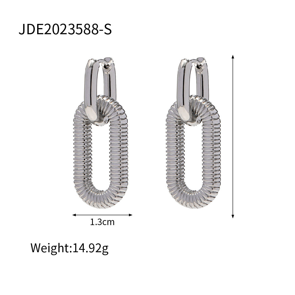 1 Pair Fashion Oval Stainless Steel Plating Drop Earrings