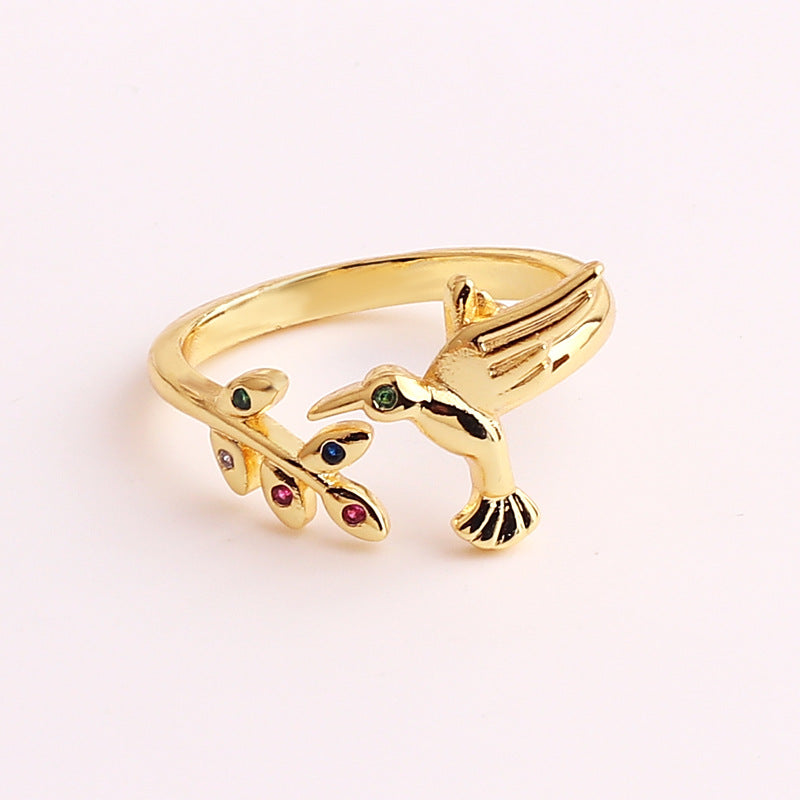 Fashion Animal Heart Shape Gold Plated Zircon Adjustable Ring