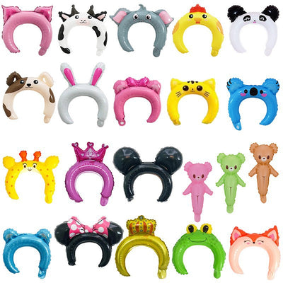 Cute Cartoon Animal Aluminum Foil Party Balloons and Headbands Set