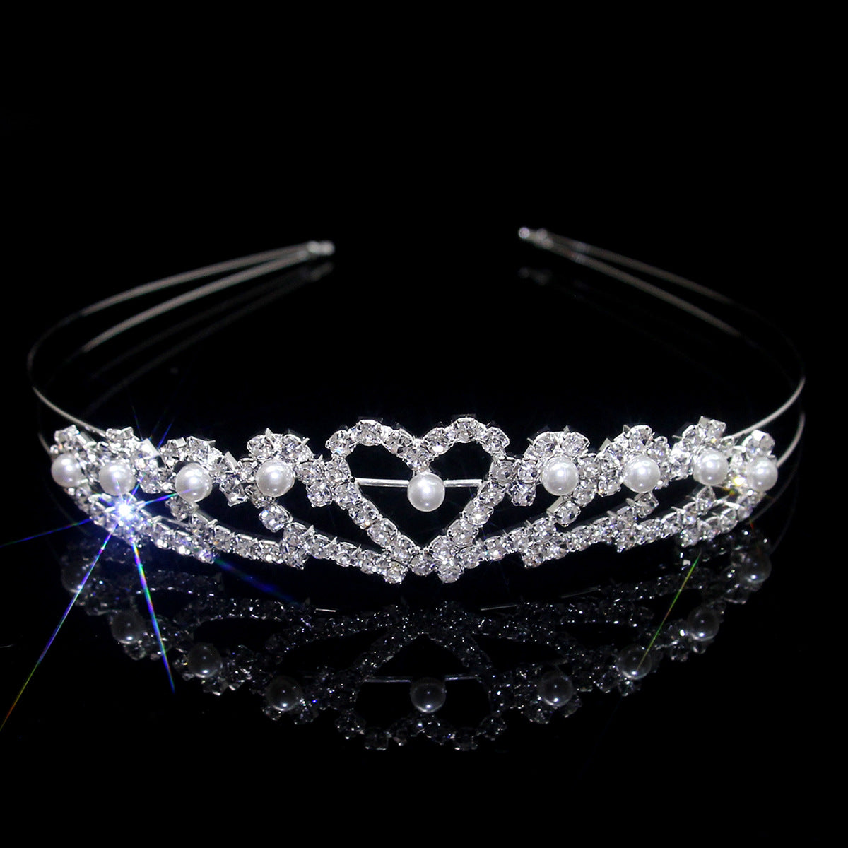 Women's Elegant Bridal Rhinestone & Pearl Crown Headband