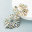 Retro European Alloy Inlaid Colorful Rhinestone Sunflower Earrings for Women