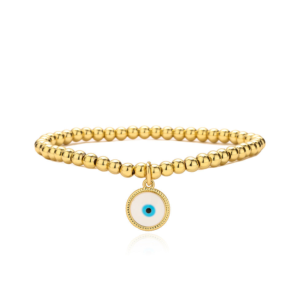 Evil Eye Gold Plated Copper Enamel Bracelet for Women