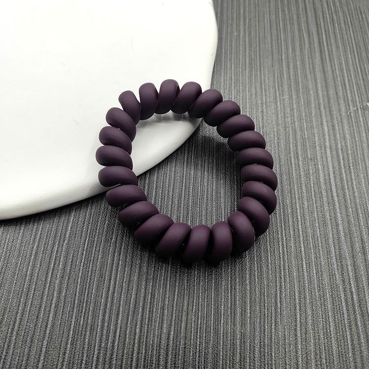 Simple Solid Color Rubber Hair Tie & Frosted Traceless Head Rope Set