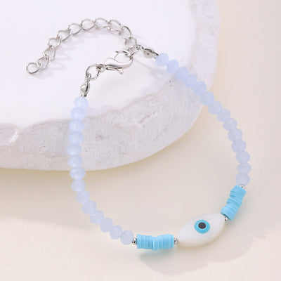 IG Style Modern Classic Blue Crystal Evil Eye Beaded Women's Bracelet 2024 Collection