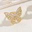 Elegant Butterfly Zircon 14K Gold Plated Open Ring