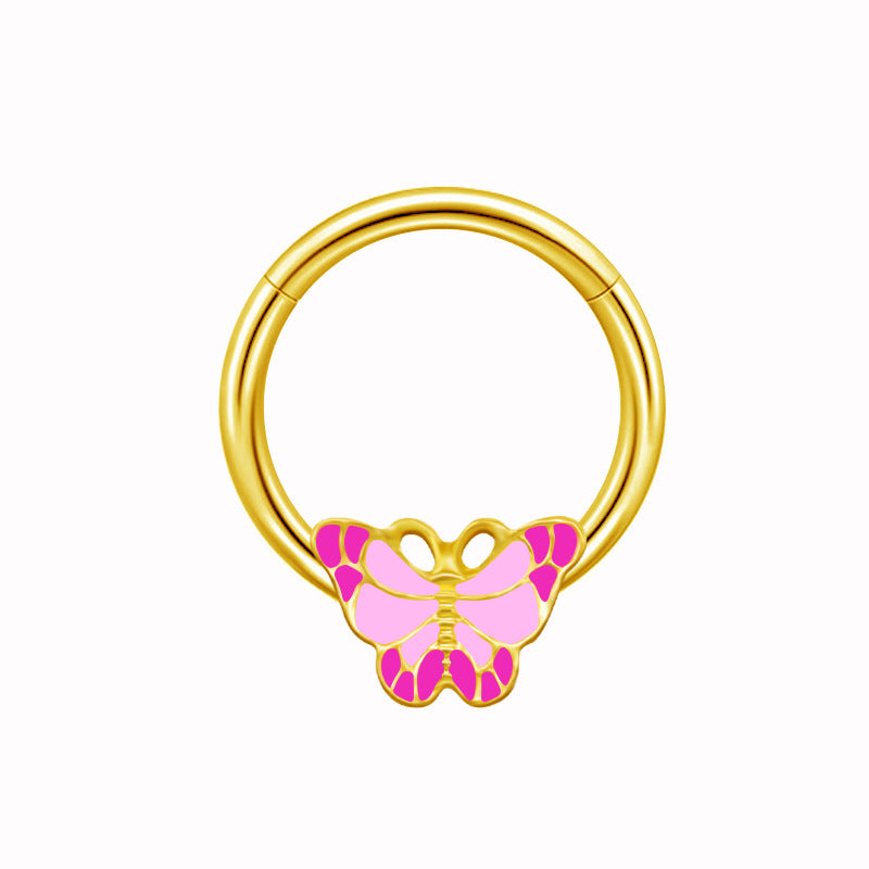 Casual Hip-Hop Flower Butterfly Stainless Steel Copper White Gold Plated Gold Plated Rhinestones Nipple Ring In Bulk