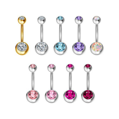 Hip-hop Geometric Stainless Steel Zircon Belly Ring