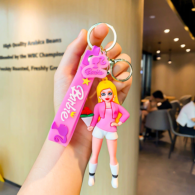 Cartoon Barbie Doll Pendant Keychain for Women