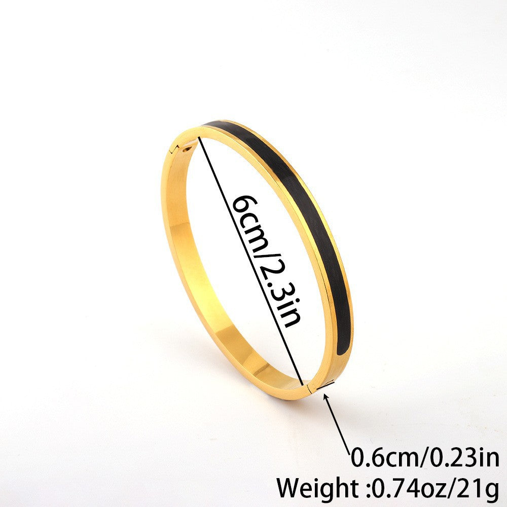 Elegant 18K Gold Plated Stainless Steel Bangle and Titanium Steel Diamond Bracelet Set