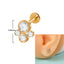 18K Gold Plated Geometric Stainless Steel Lip and Ear Stud Set with Rhinestones