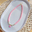 Simple Heart Shape Soft Clay Beaded Necklace with Natural Pearl Pendant