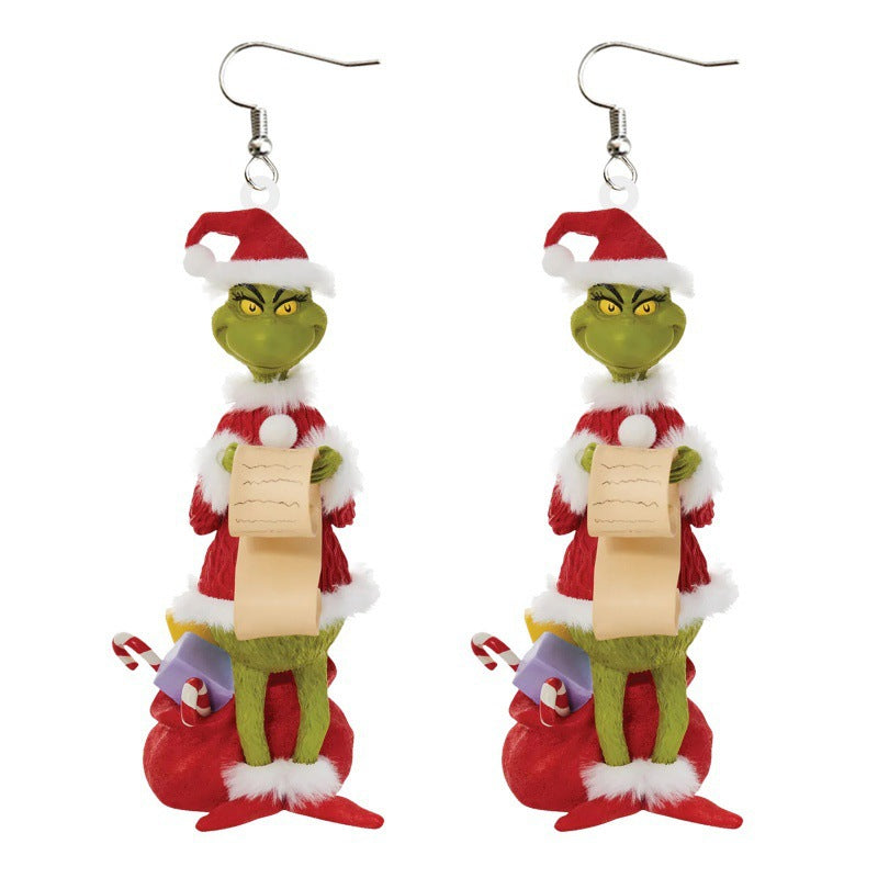 Cartoon Character Grinch Christmas Acrylic Drop Earrings