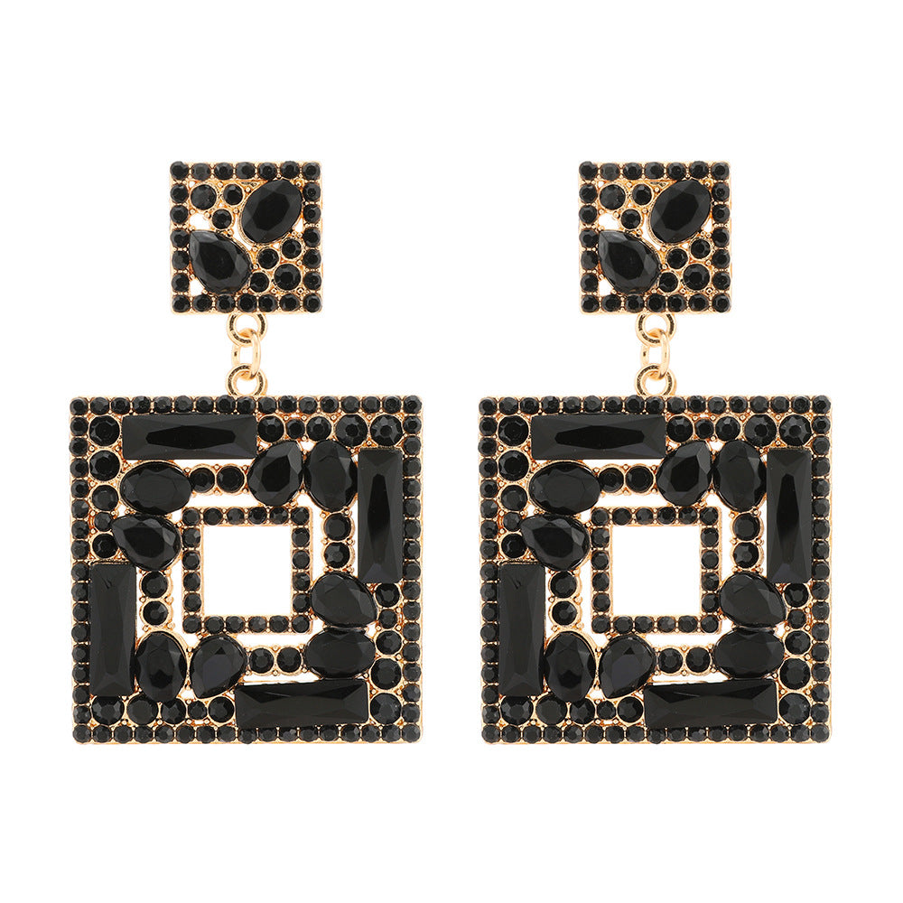 1 Pair Square Gemstone Drop Earrings - Trendy Fashion Jewelry