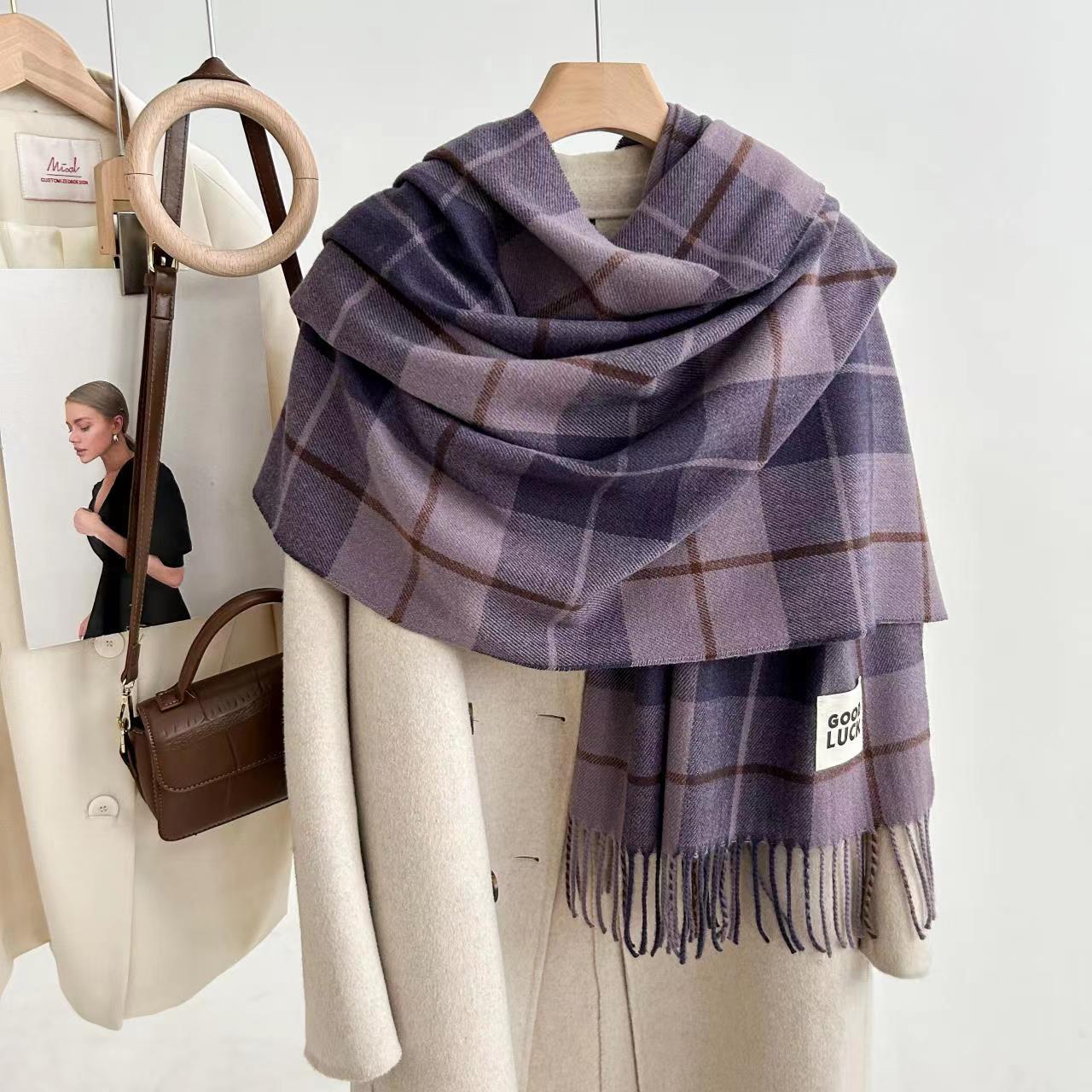 Women's Classic Plaid Tassel Scarf - Unisex Warm Shawl Wrap