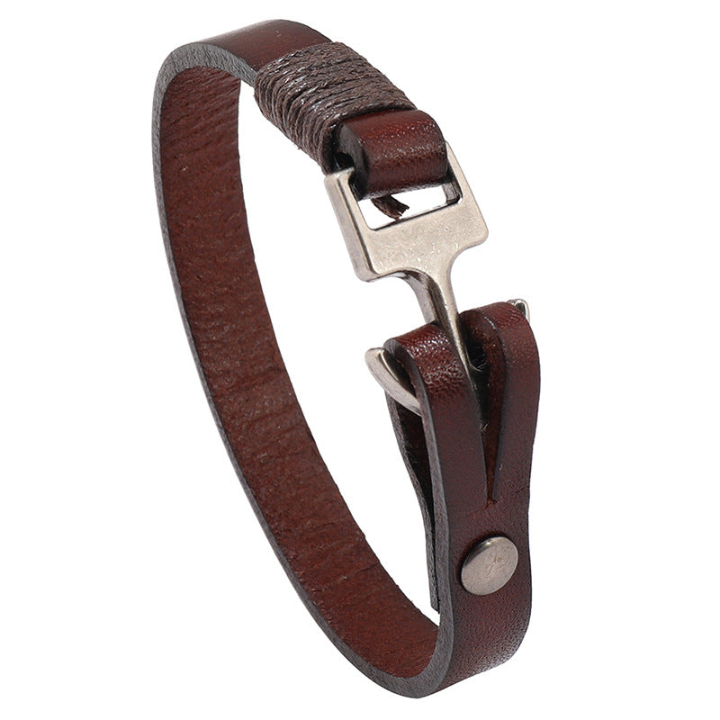 Geometric PU Leather Anchor Cowhide Unisex Bracelet - European & American Style Jewelry