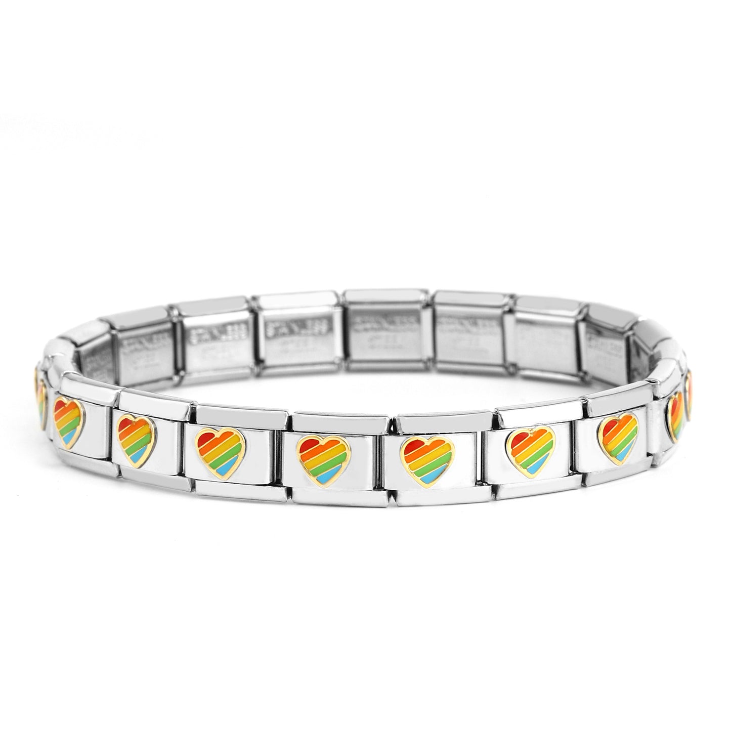 Nordic Italian 9mm Universal Stainless Steel Rainbow Pearl Crown DIY Bracelet