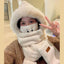 Women's Adorable Solid Color Woolen Scarf, Hat, and Gloves Set with Bear Design