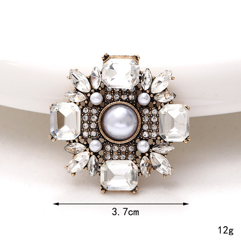 Zinc Alloy Rhinestone Pearl Rectangle DIY Jewelry Accessories