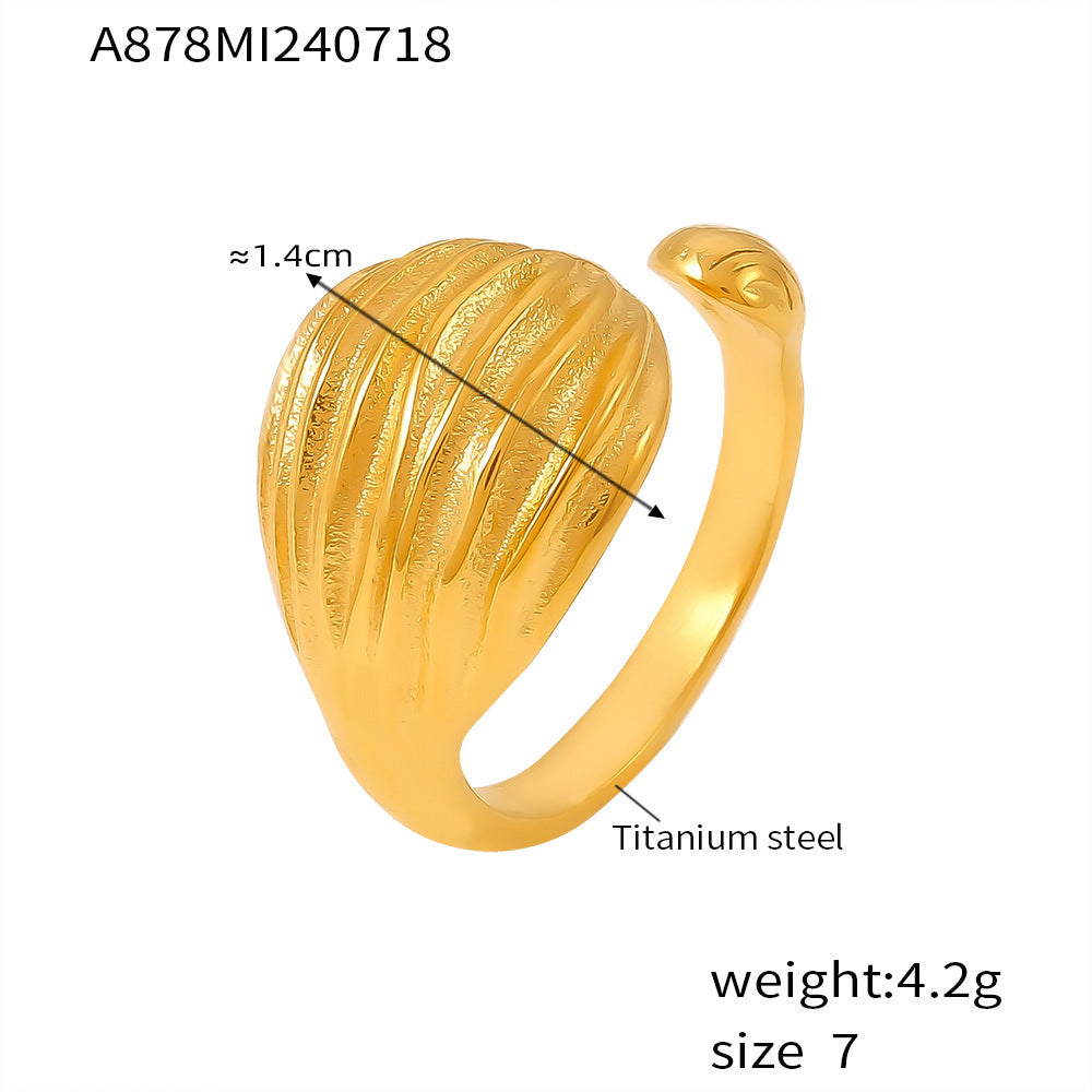 Preppy Style 18K Gold Plated Titanium Steel Adjustable Twist Ring