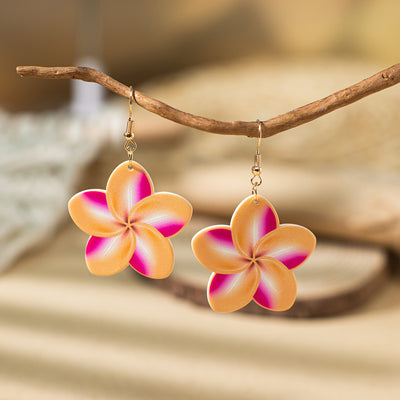 1 Pair Bohemian Flower Patchwork Acrylic Drop Earrings