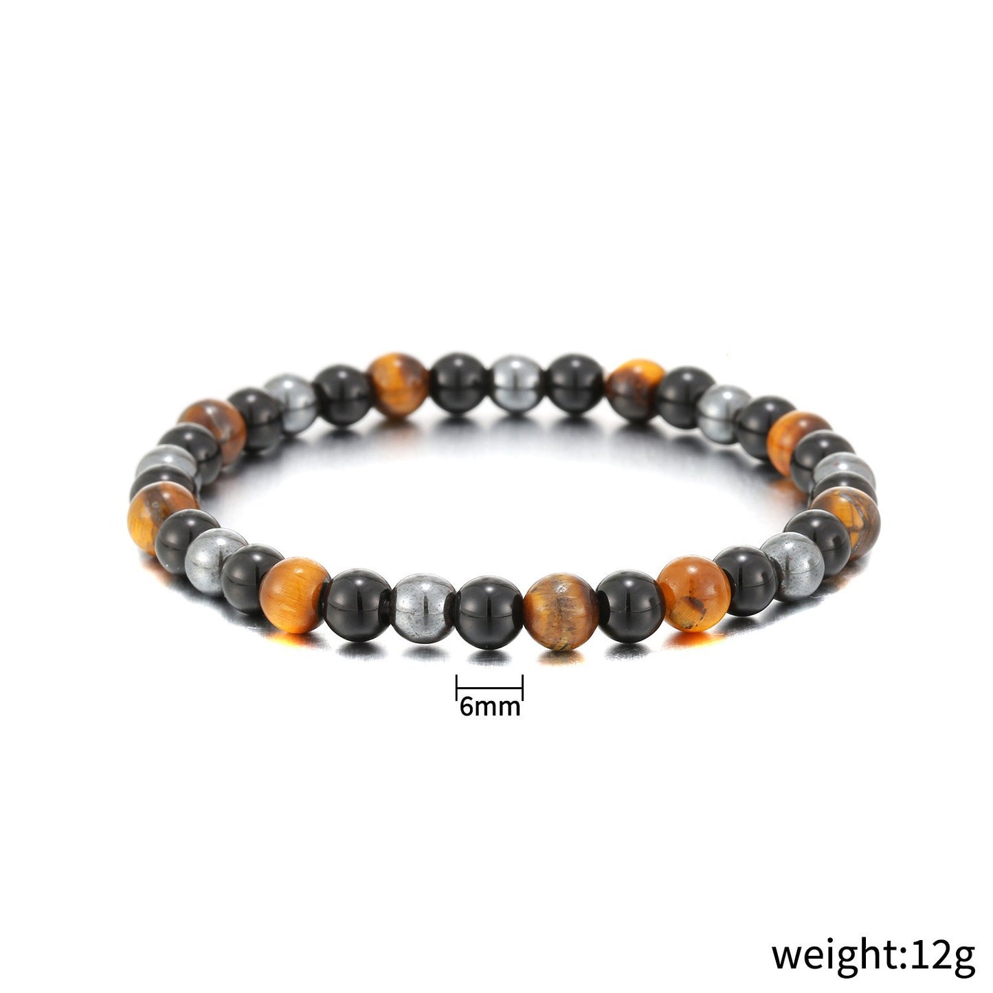 Fashion Adjustable Black Matte Woven Bracelet with Tiger Eye Stone